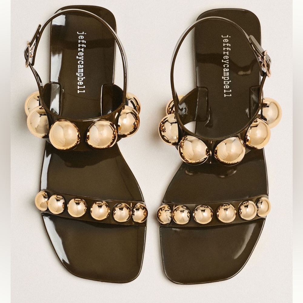 Jeffrey Campbell Gum Drop Jelly Sandal brown and gold - NIB
